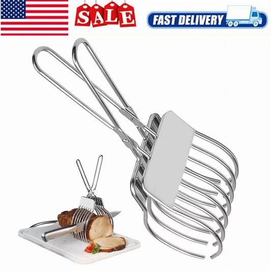 Stainless Steel Roast Beef Cutting Tongs Meat Bread Slicing Tong Onion Tomato
