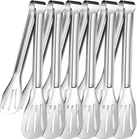 TAZEMAT 6 Pack Serving Tongs Kitchen Tongs,Buffet Tongs, Stainless Steel Food Tong Serving Tong,small tongs (9 Inch)