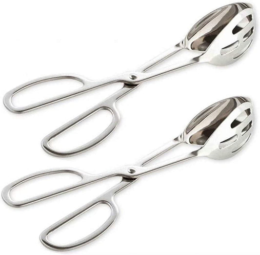 UU&T Stainless Steel Salad Tongs, 10'' Kitchen Tongs, Catering Serving Tongs, for Cake Bread Buffet Party, Dishwasher Safe, Sliver