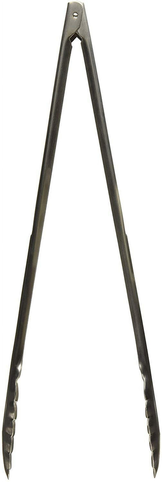 Winco 16HT 16" Coiled Spring  Stainless Steel Utility Tongs with Scalloped Edge