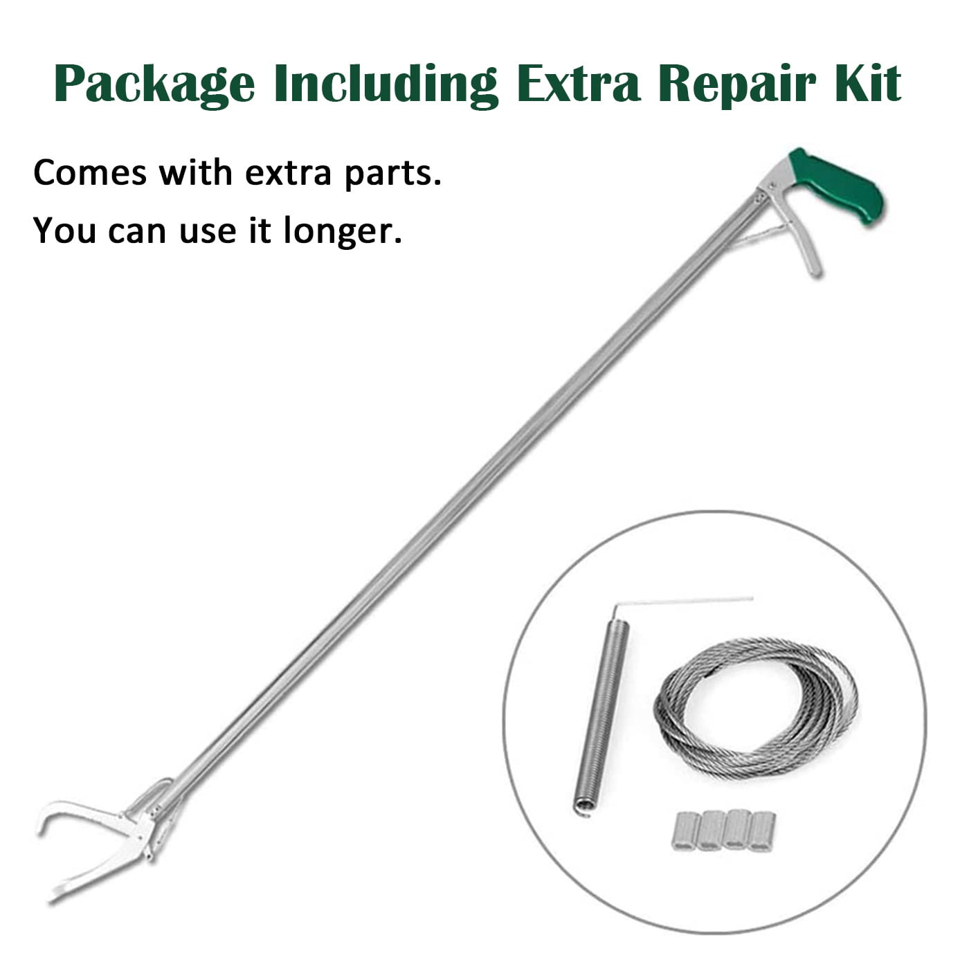 IC ICLOVER 47 inch Professional Standard Snake Tongs Reptile Grabber Rattle Snake Catcher Wide Jaw Handling Tool with Collapsible Stainless Steel Hook