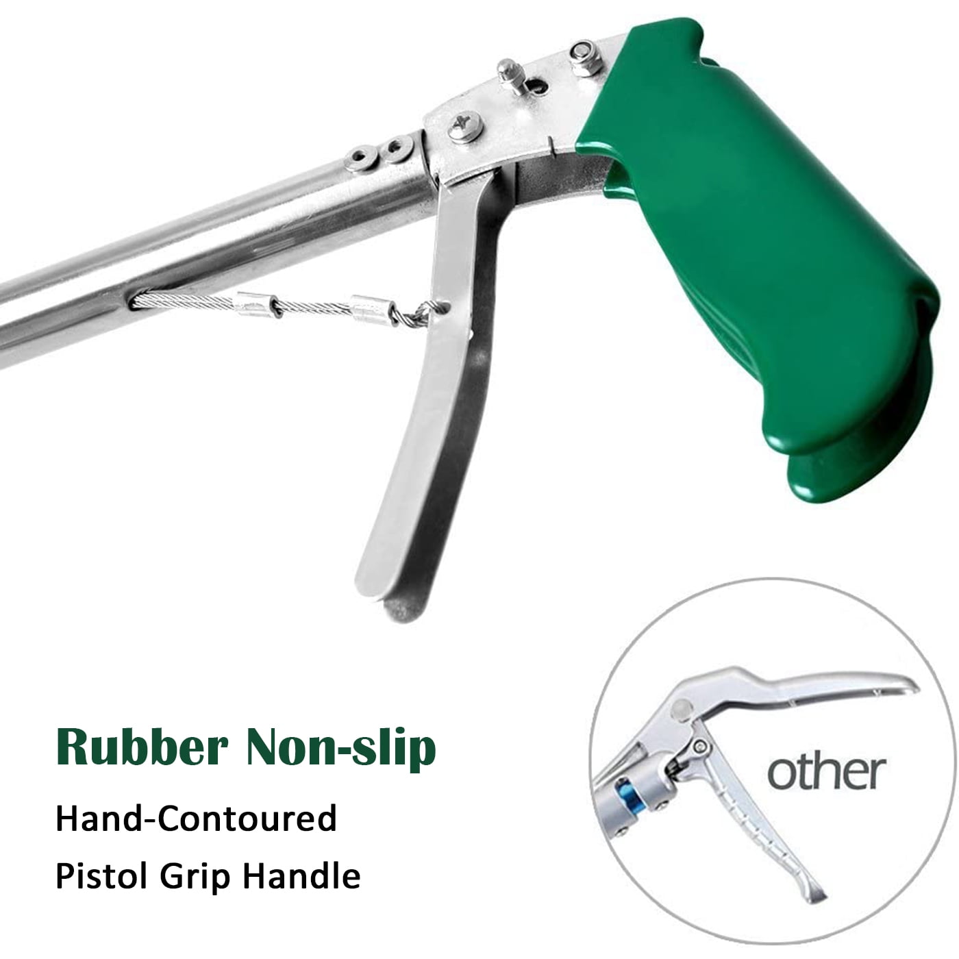 IC ICLOVER 47 inch Professional Standard Snake Tongs Reptile Grabber Rattle Snake Catcher Wide Jaw Handling Tool with Collapsible Stainless Steel Hook