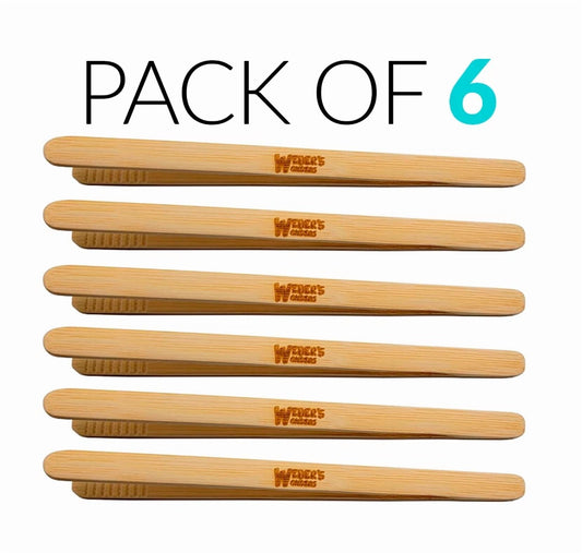 6 Pack Bamboo Toaster Tongs For Cooking - Kitchen Accessory - Bread Toast Bacon