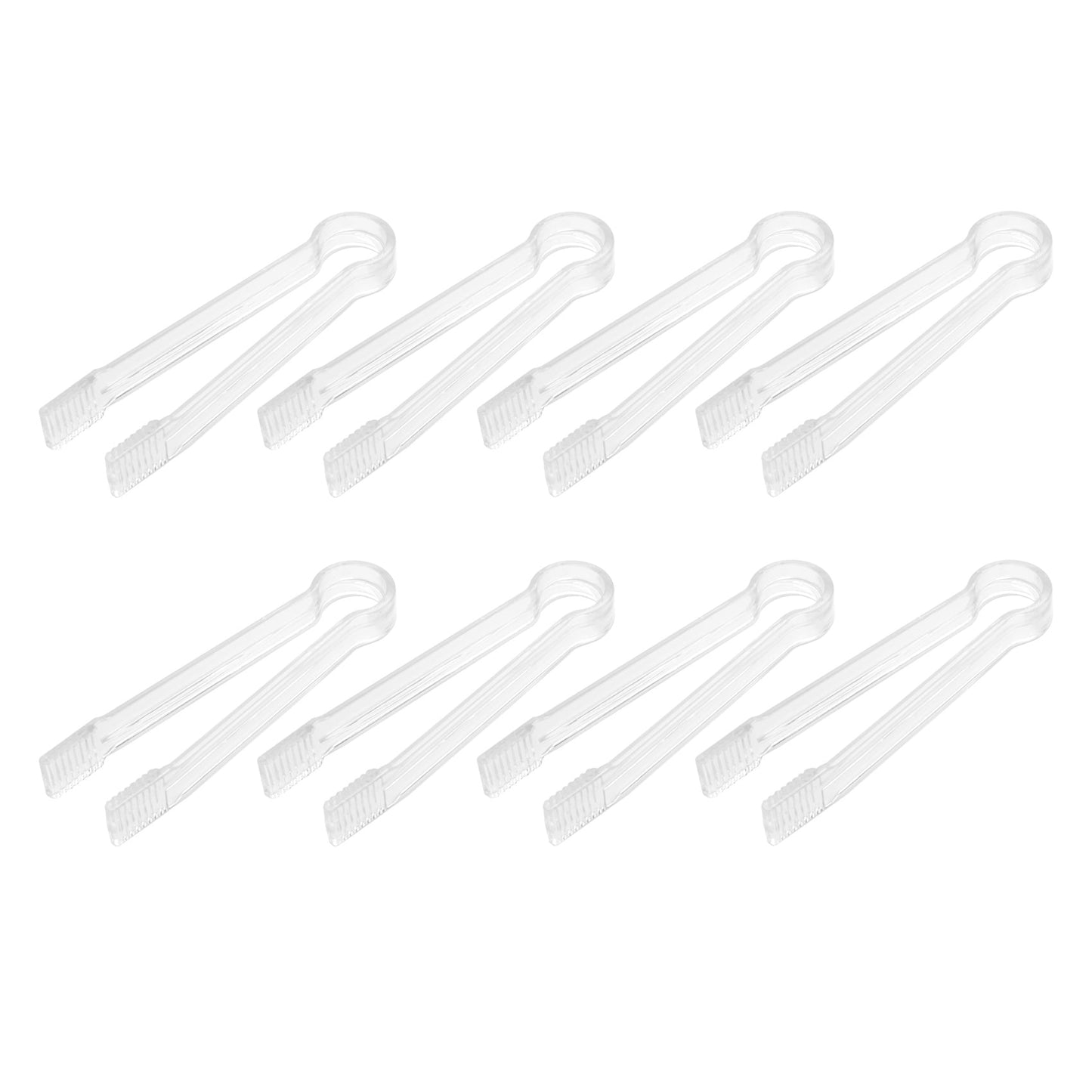 8 Pcs Plastic Buffet Serving Tongs Mini Utensil Appetizers Clear Kitchen 6.3 inch Small Ice