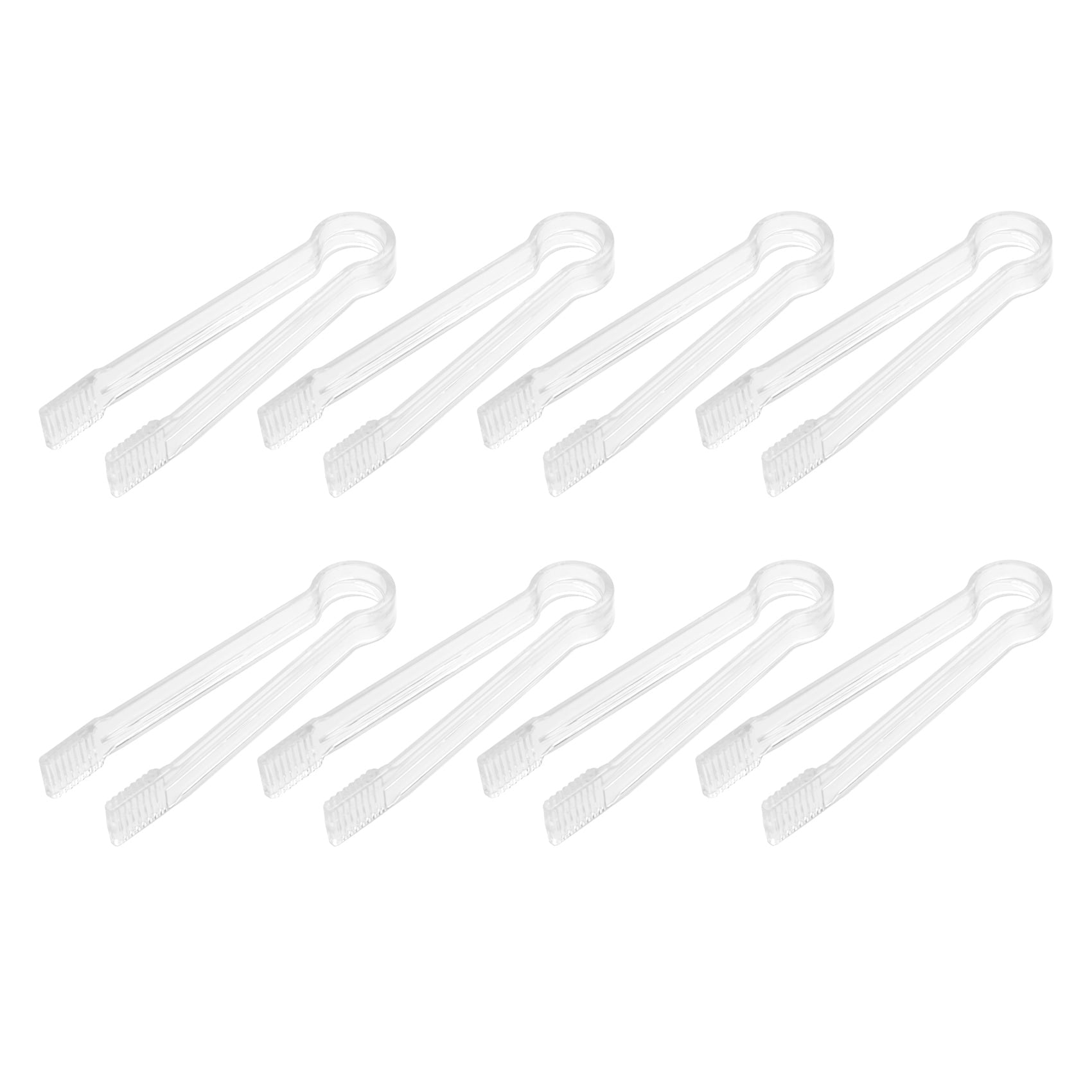 8 Pcs Plastic Buffet Serving Tongs Mini Utensil Appetizers Clear Kitchen 6.3 inch Small Ice