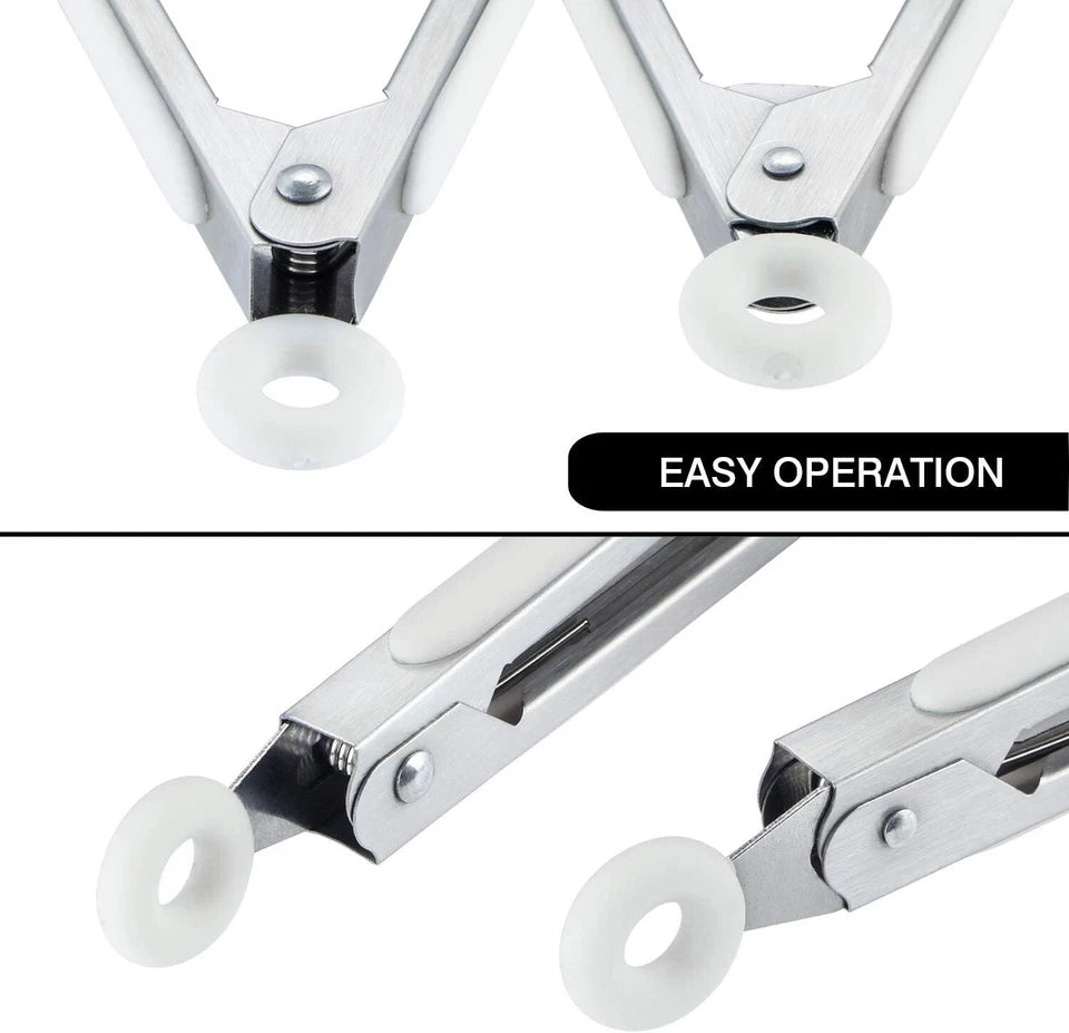 ?Ship Now - Kitchen Food Tongs Silicone Stainless Steel Set | White 9"/Black 12"