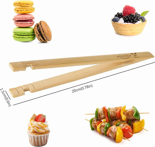 2Pcs Wooden Toaster Tongs 8 Inch Multipurpose For Bread Cheese Bacon