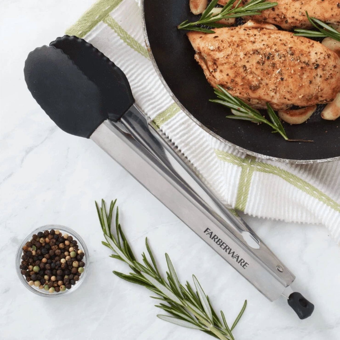 11-Inch Silicone Tip Locking Tongs Heat-Resistant Stainless Steel Kitchen Tool