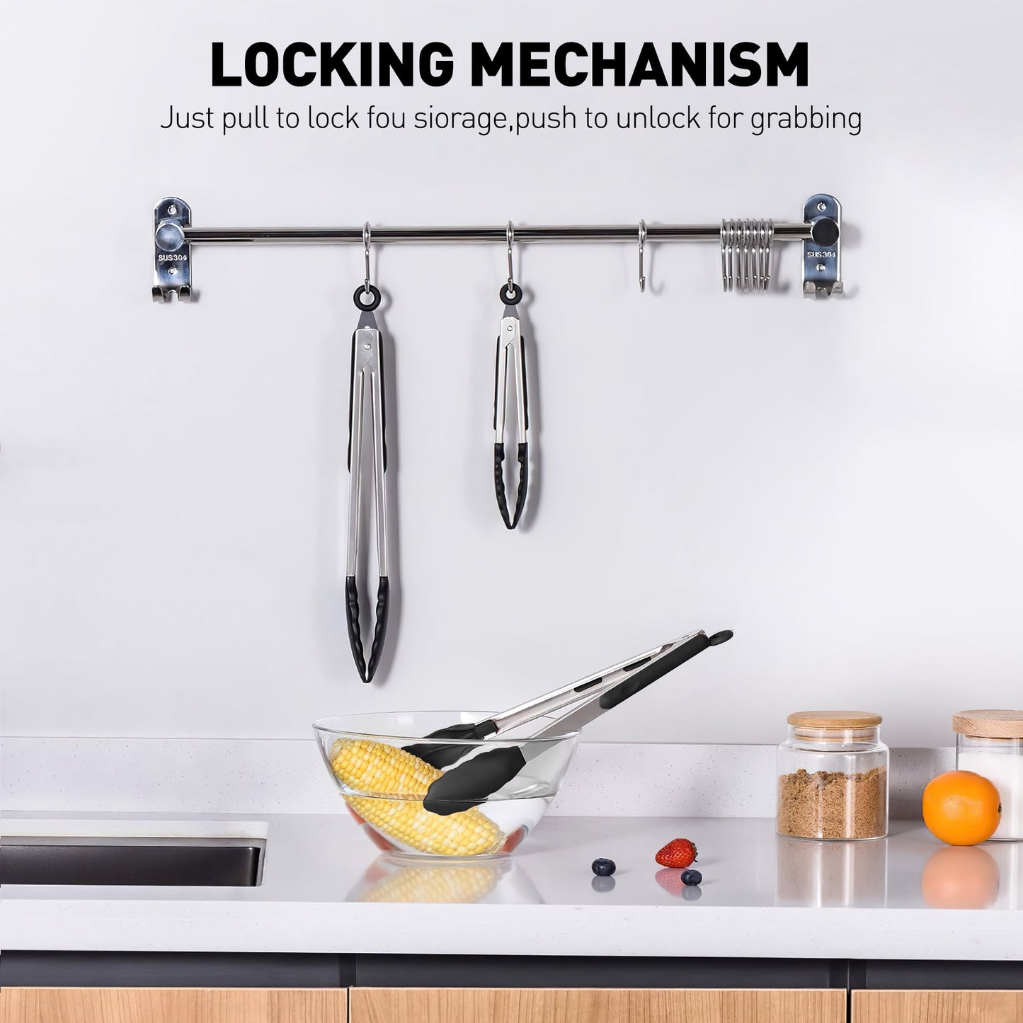 Premium Stainless Steel Locking Kitchen Tongs with Silicone Tips Kitchen Utensils, Grilling Set Including 4 Pieces (7", 9", and 12" Tongs for Cooking), Complete with an Oil Brush