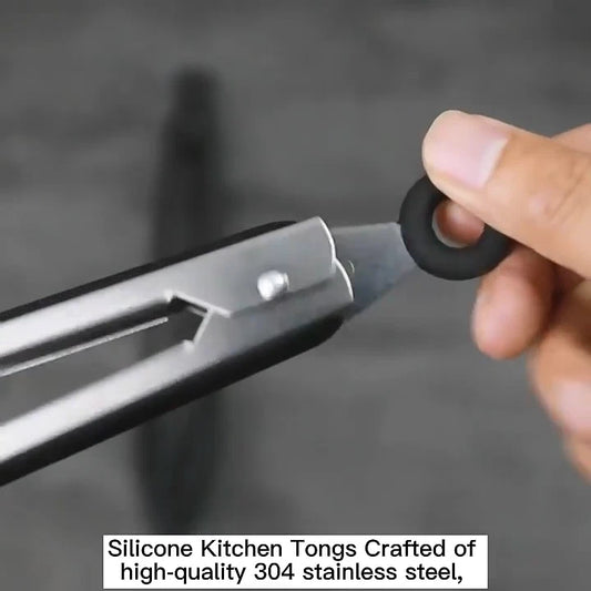 ?Ship Now - Kitchen Food Tongs Silicone Stainless Steel Set | White 9"/Black 12"