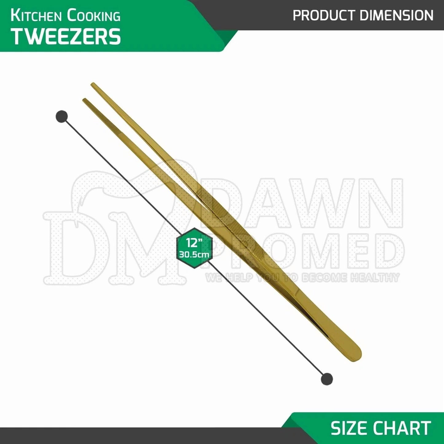 Gold Kitchen Tweezer 12? Straight Bbq Grill Plating Long Food Tong Chef Diy Tool