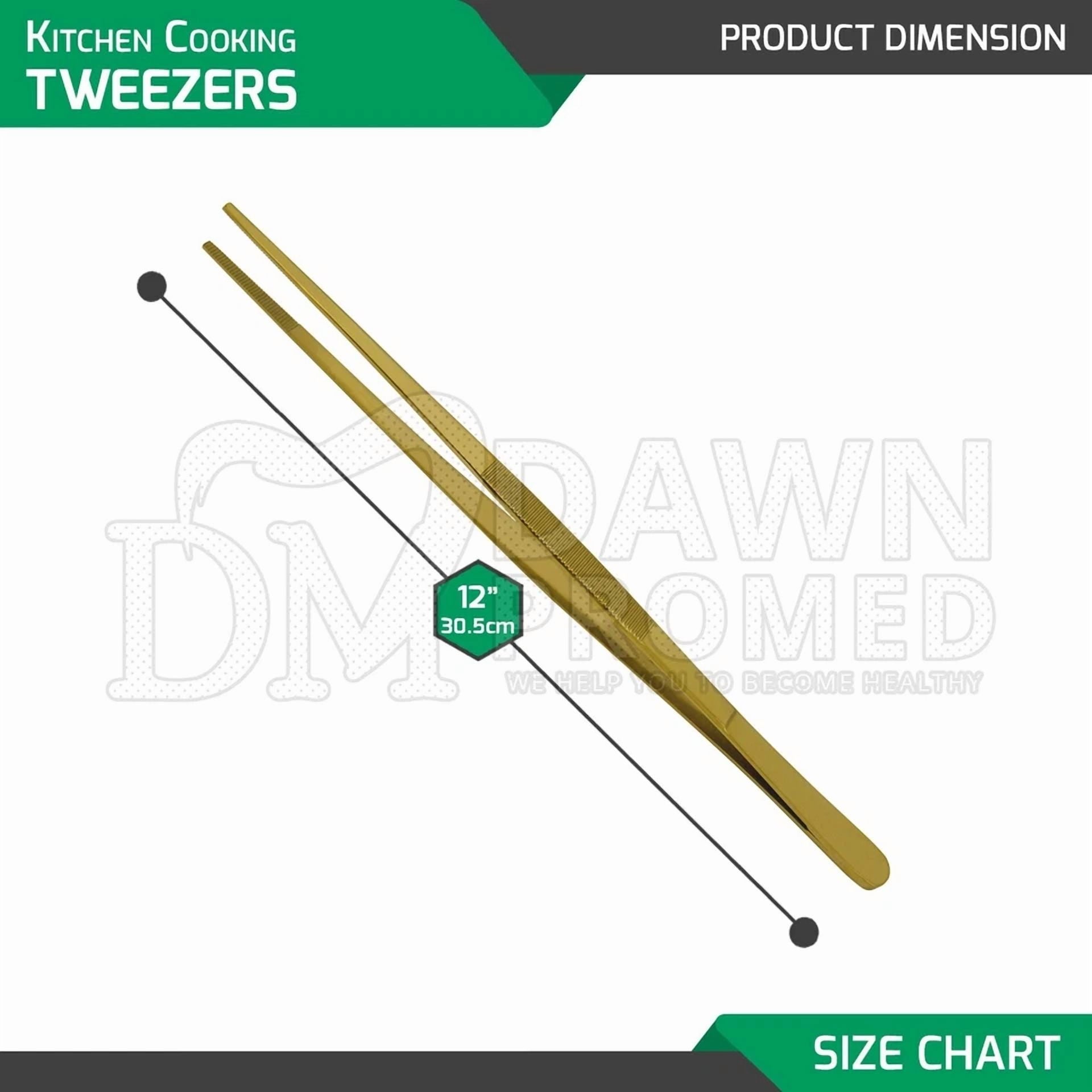 Gold Kitchen Tweezer 12? Straight Bbq Grill Plating Long Food Tong Chef Diy Tool