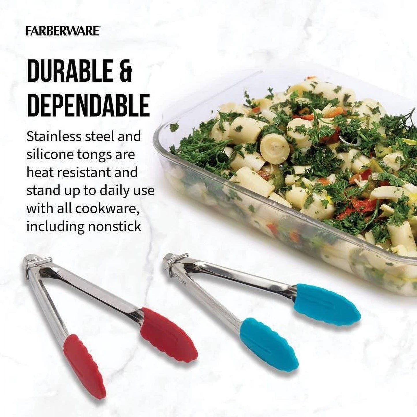 Stainless Steel Mini Locking Tongs Silicone Tips 2 Count Kitchen Utensils New