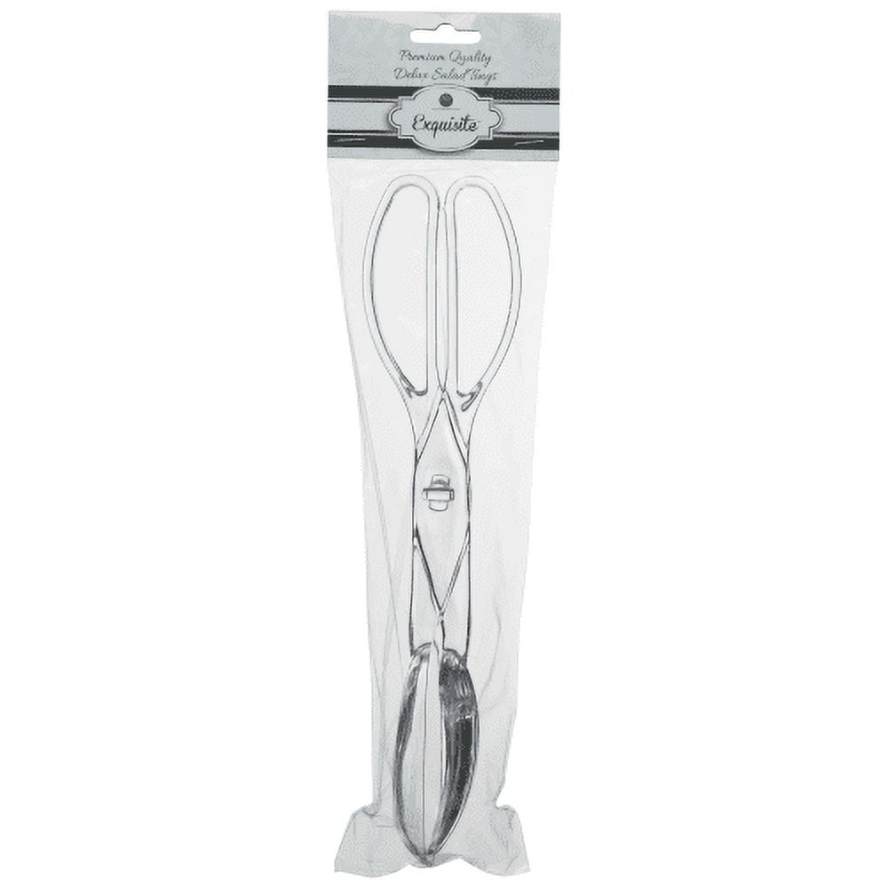Crown Display Clear Plastic Deluxe Salad Tongs - 6 Count