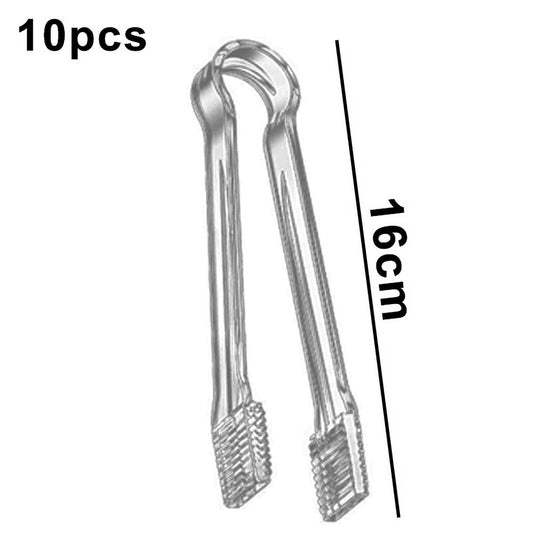10 Pcs Plastic Buffet Serving Tongs, Clear Kitchen Tongs Mini Serving Utensil Tongs for Food Ice Salad Buffet Barbecue Cookies, 6.3 Inches