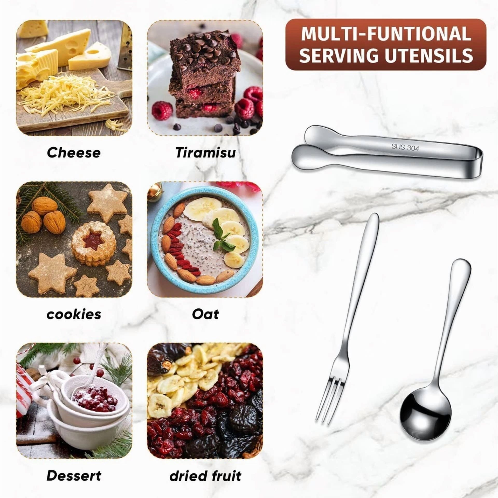 Charcuterie Accessories Mini Cocktail Tongs Small Serving Spoons Appetizer Forks