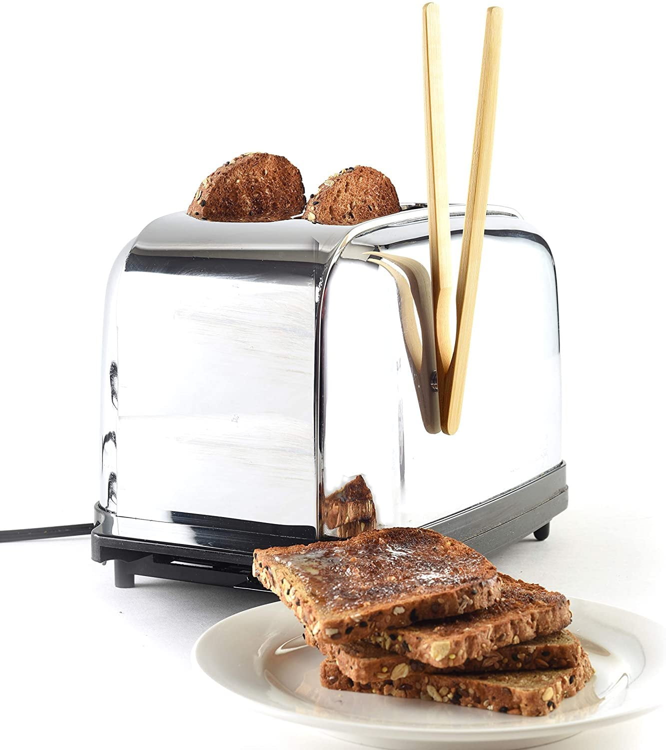 Norpro Bamboo Toaster Tongs with Magnet