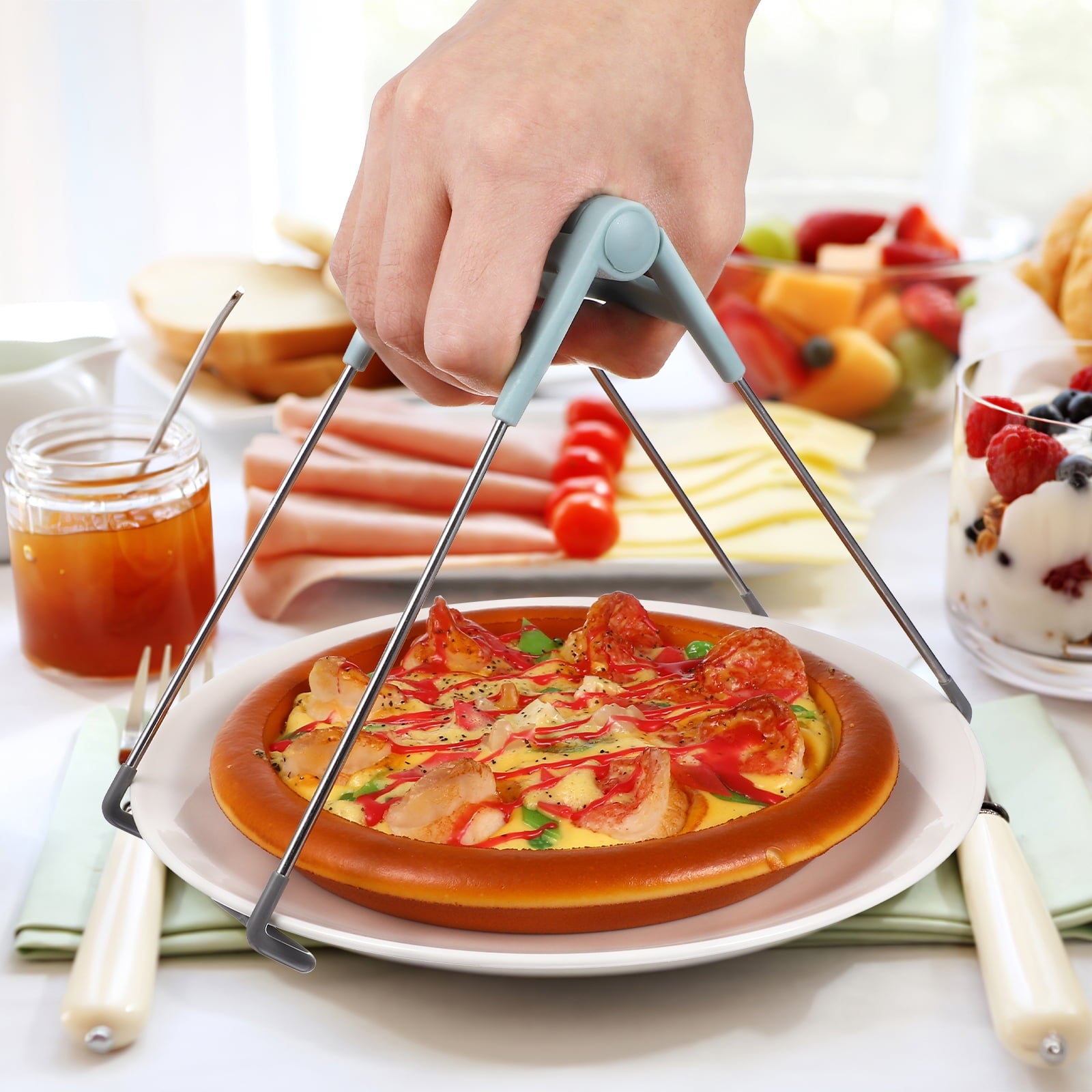 Dishes Non-Slip Clip Hot Plate Retriever Tongs Kitchen Utensils Camping Cookware Stainless Steel Silicone Tongue Rack Man